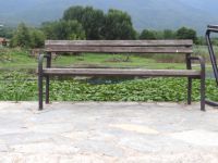 Bench on the small port of Kerkini Lake in the village Mandraki, Serres